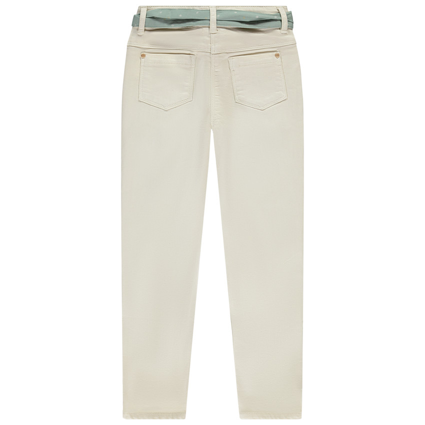 Jean slim liso con cinturón de pañuelo para niña 