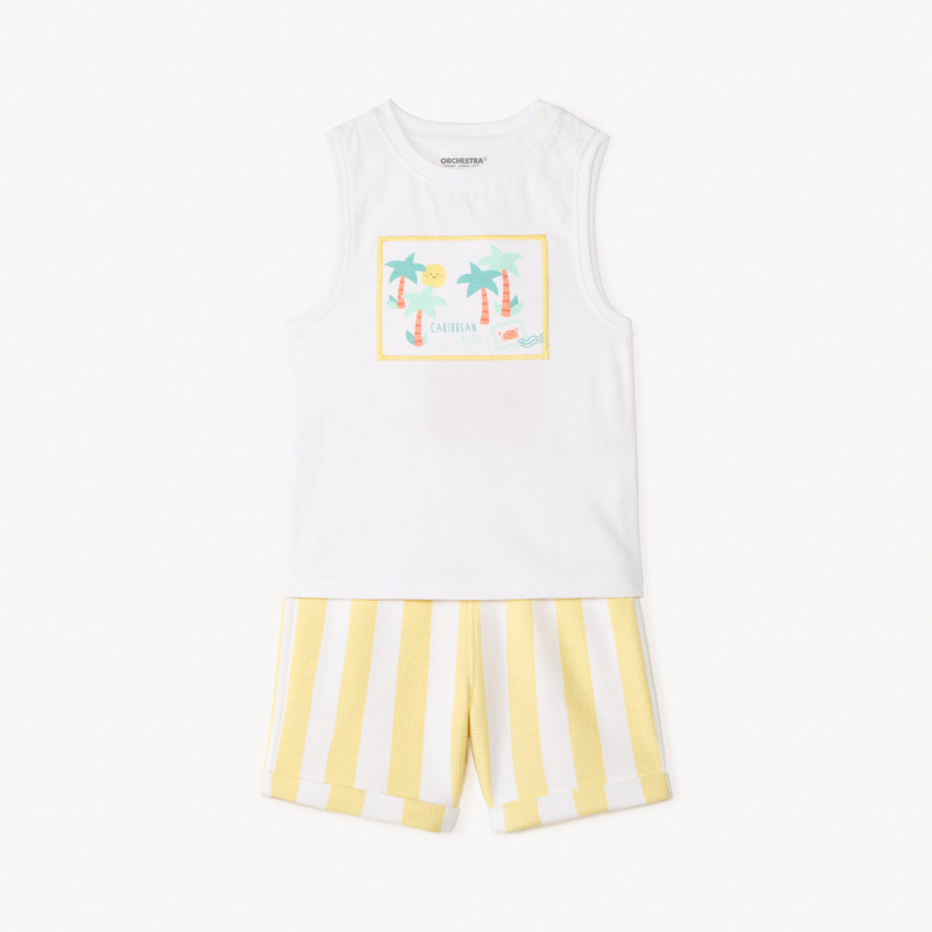 Conjunto de 2 piezas: camiseta sin mangas + pantalones cortos con diseño para bebé niño. 