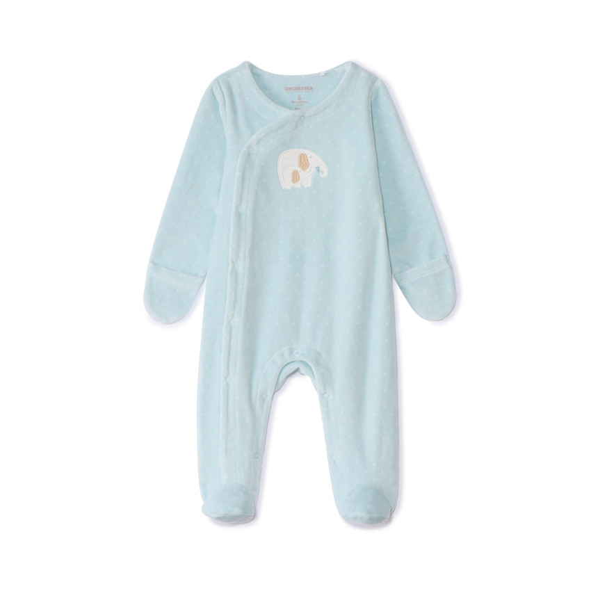 Pelele de terciopelo devorado con parche de elefantes para bebé niño  Additional Pelele de terciopelo devorado con parche de elefantes para bebé niño