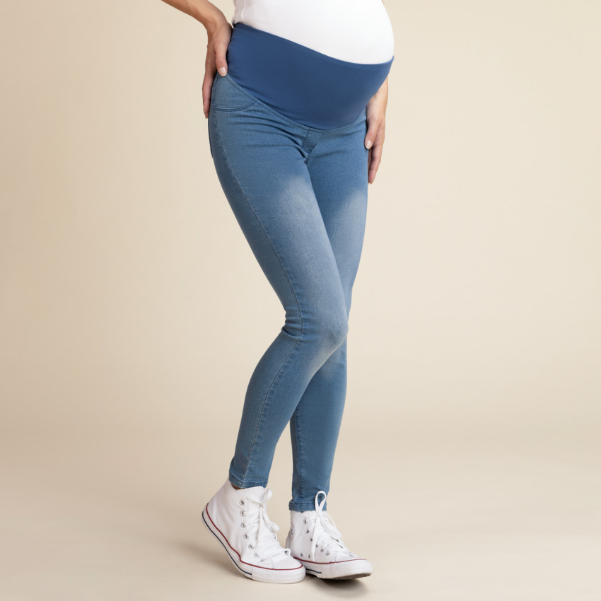 Pantalones para embarazada skinny extra stretch con banda ancha 