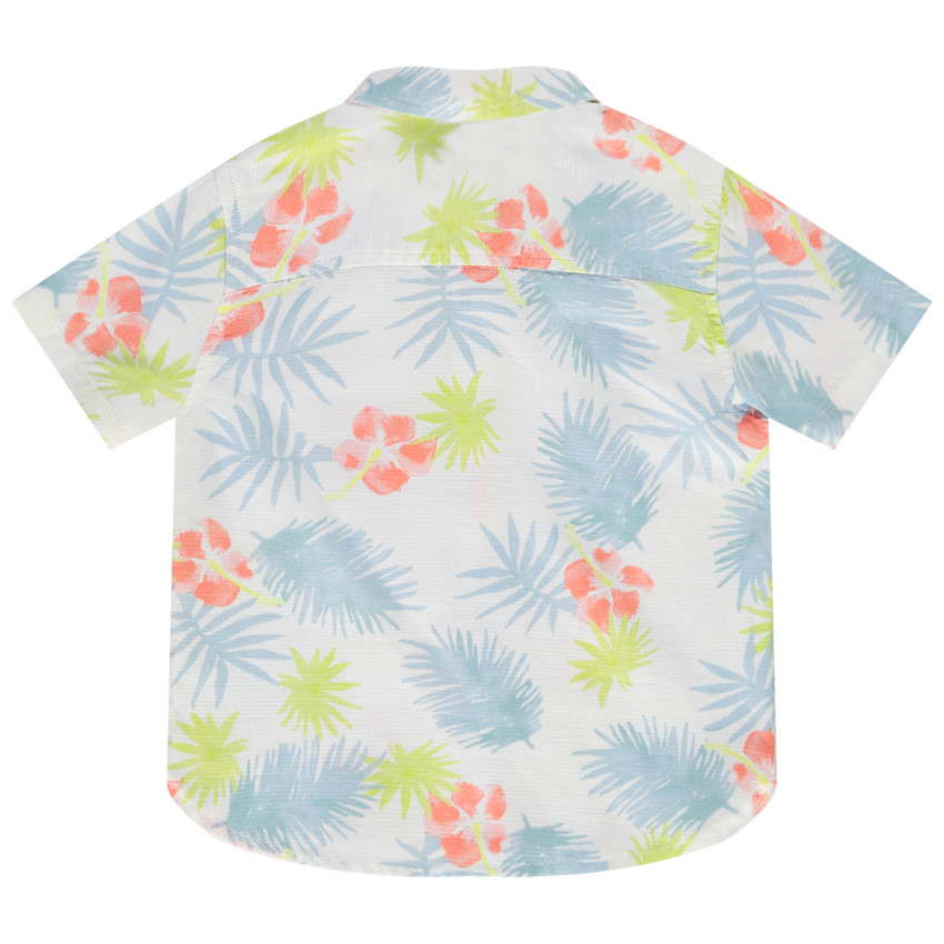 Camisa de manga corta de algodón con estampado de hibisco para bebé niño. 