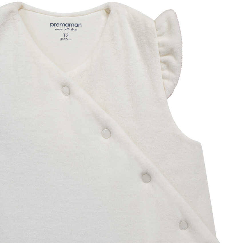 Saquito de dormir sin mangas TOG 3 en terciopelo 18-36M Little Deer crudo 