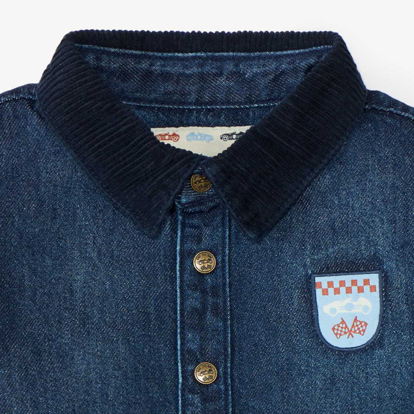 Chaqueta de mezclilla y terciopelo bicolor para bebé niño 