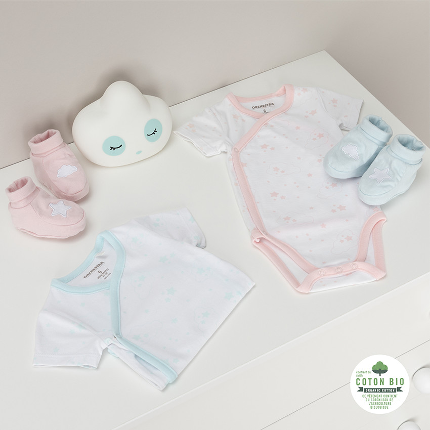 Body de manga corta de algodón ecológico con estrellas all over 