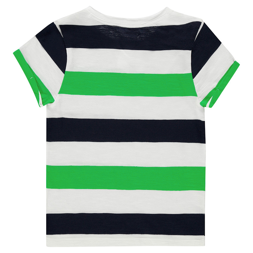 Camiseta de punto de manga corta con franjas que contrastan 