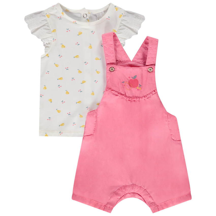 Conjunto de 2 piezas con peto corto para bebé niña 