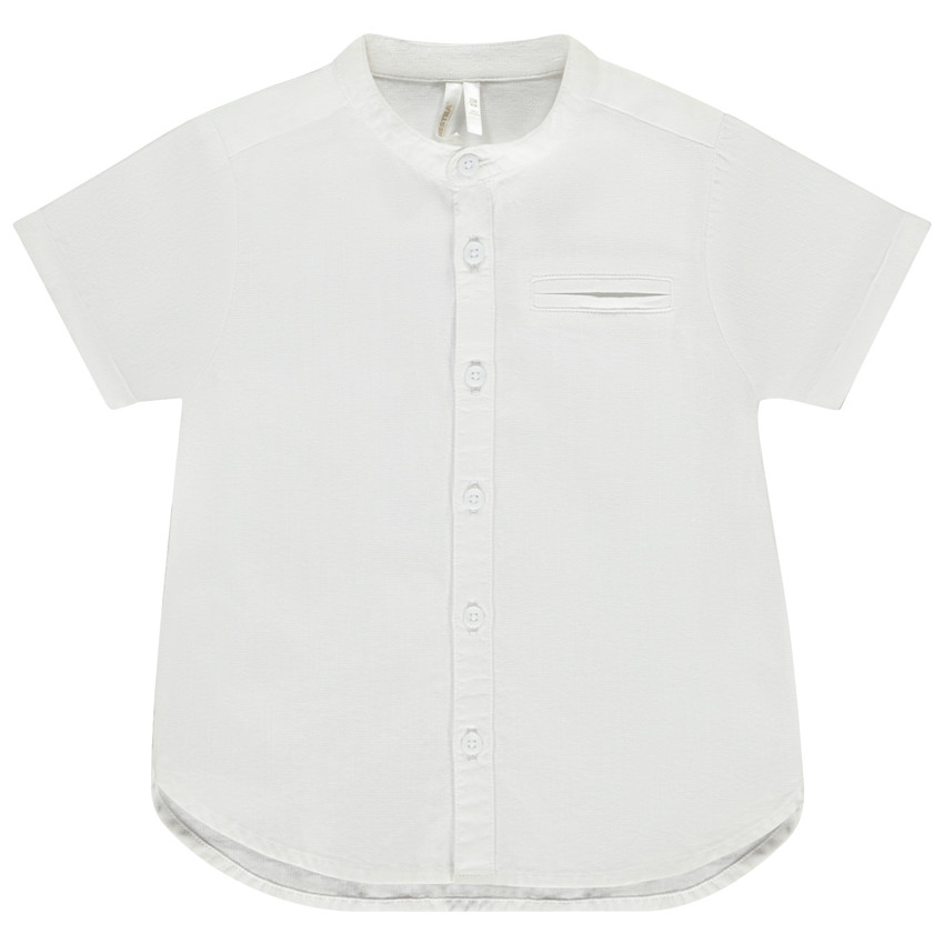 Camisa de manga corta unida con cuello mao para bebé niño 