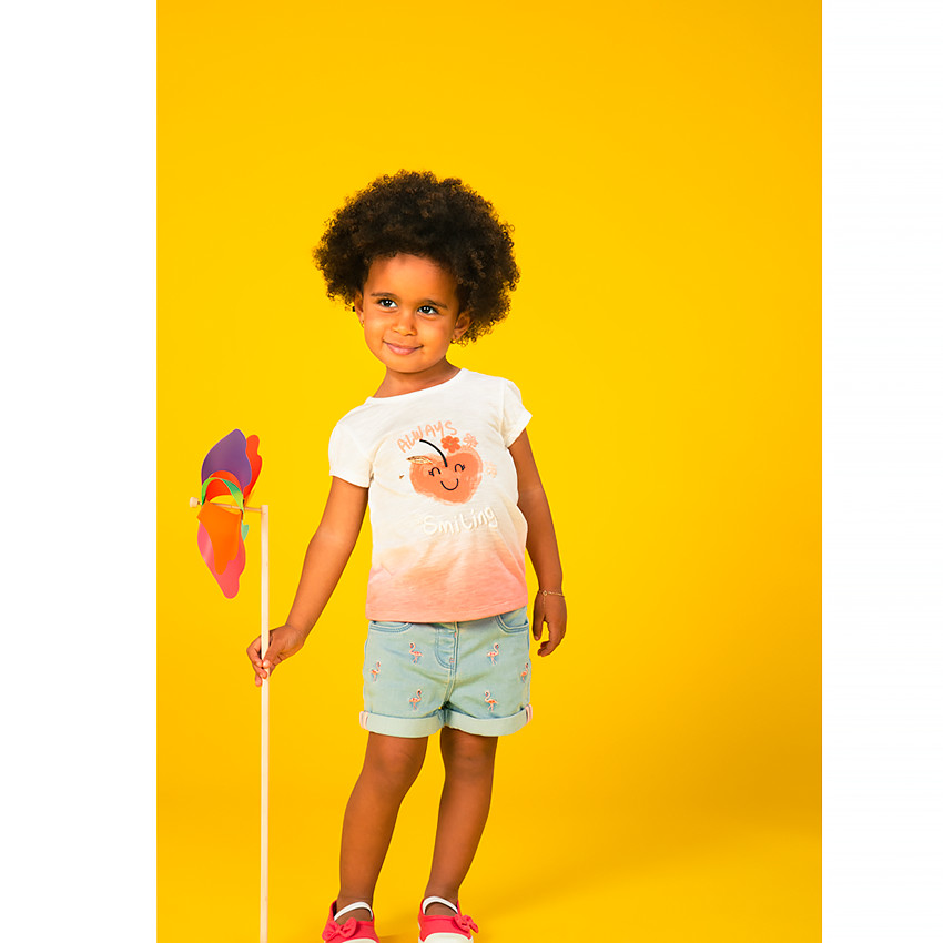 Camiseta de manga corta con estampado de frutas para bebé niña 