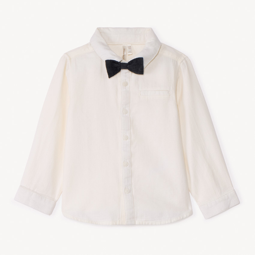 Camisa de manga larga con pajarita desmontable para bebé niño 