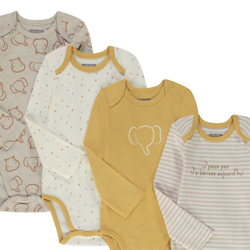 Pack de 7 bodies de manga larga para bebé niño con estampados variados 