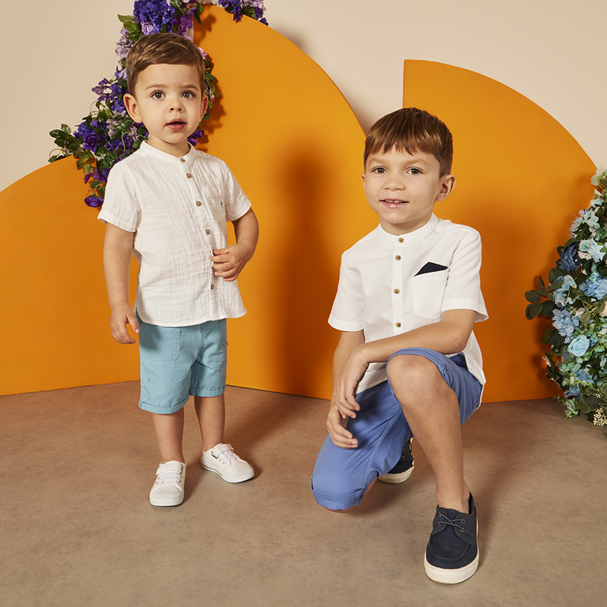 Bermudas de tela con bolsillos para bebé niño 