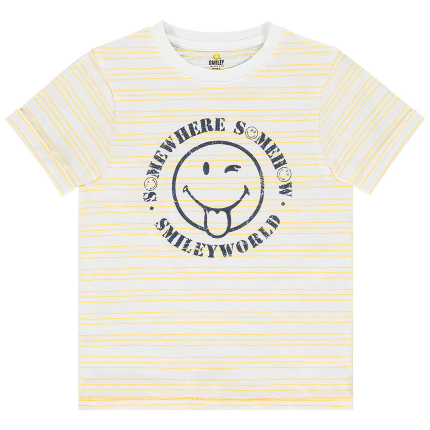 T-shirt manches courtes à rayures print SmileyWorld pour garçon 