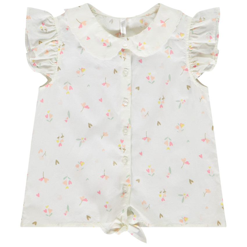 Blusa de manga corta con estampado de flores para bebé niña 