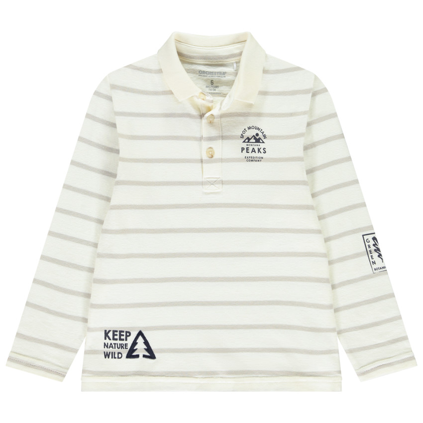 Polo de manga larga a rayas con estampados para niño 