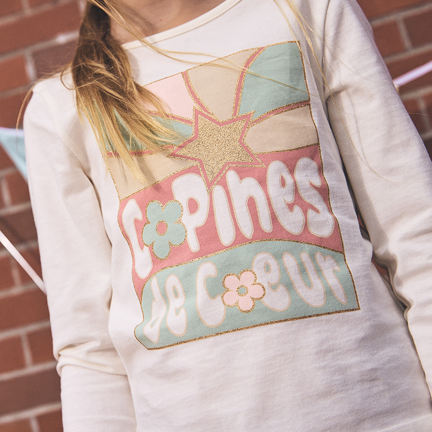 Camiseta de manga larga estampado fantasía con purpurina para niña  Additional Camiseta de manga larga estampado fantasía con purpurina para niña