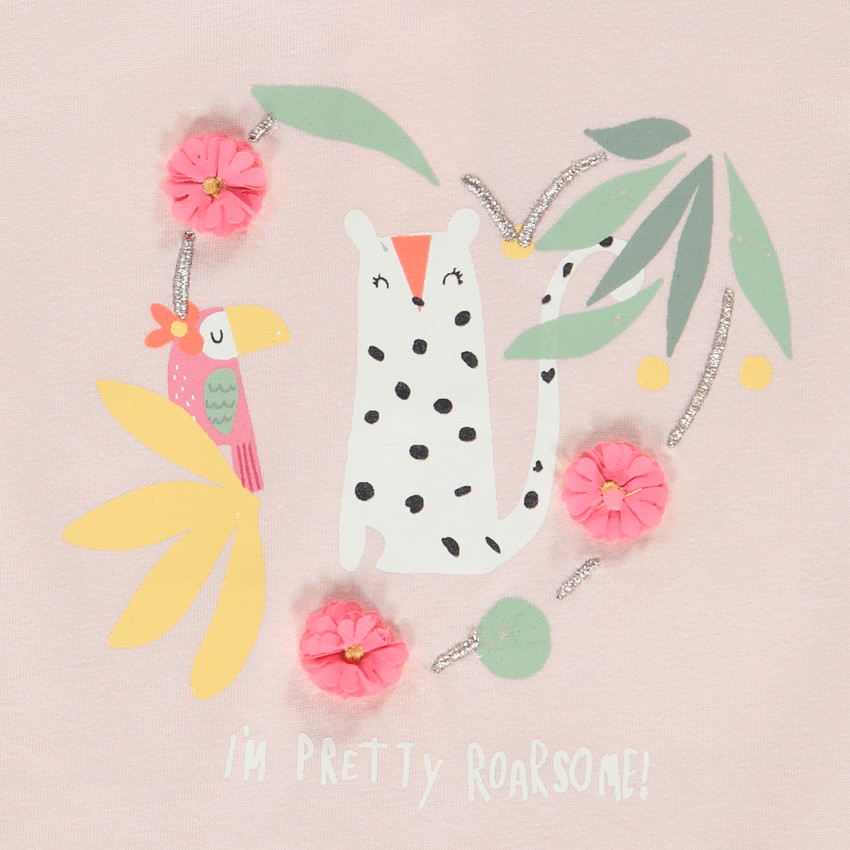 Camiseta manga corta motivo flores 3D para bebé niña 