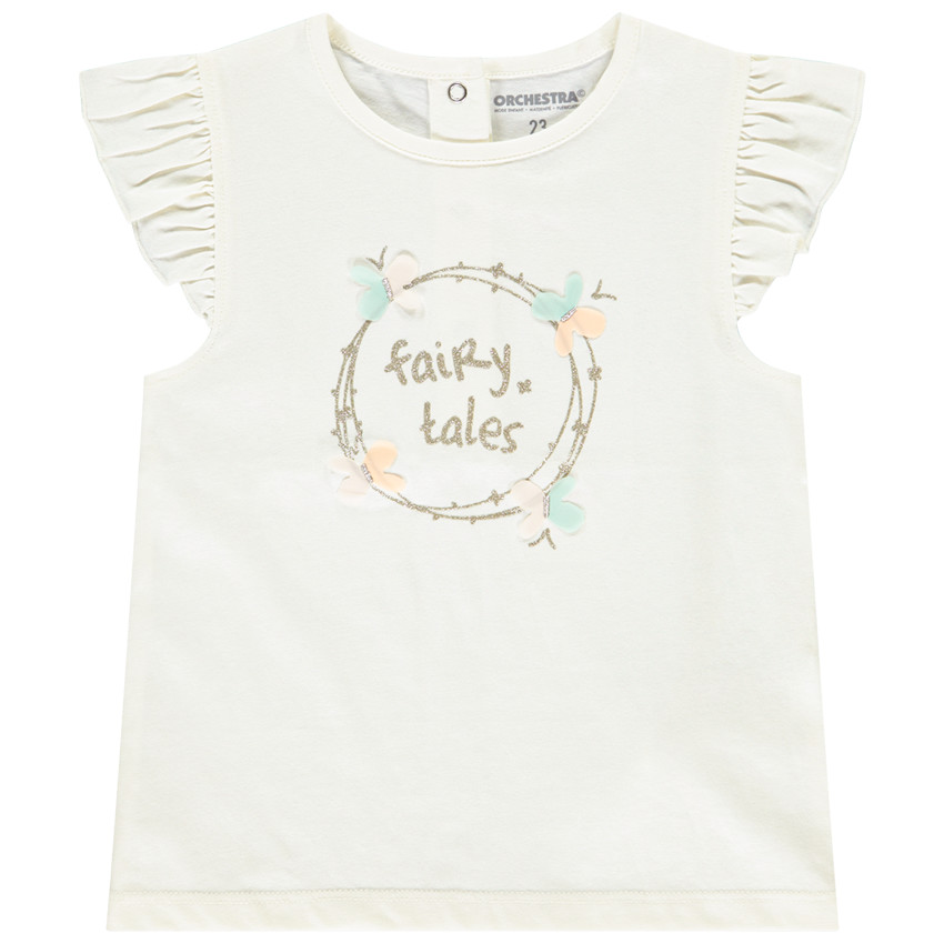 Camiseta de manga corta con mariposas 3D para niña 