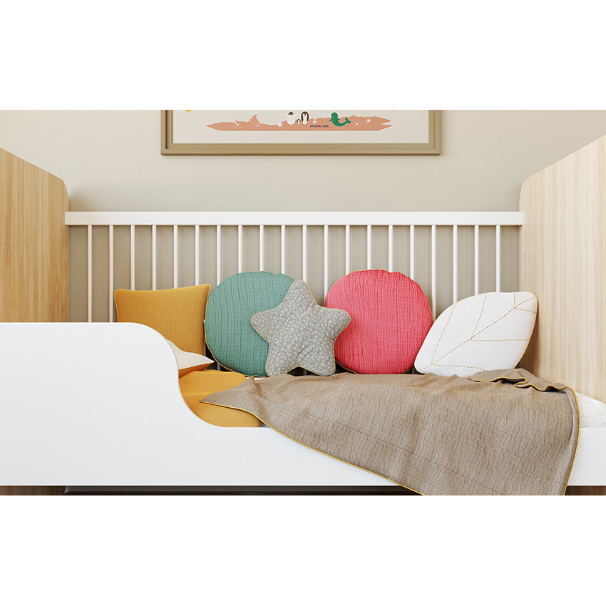 Cojín decorativo en gasa de algodón forma hoja modulable 