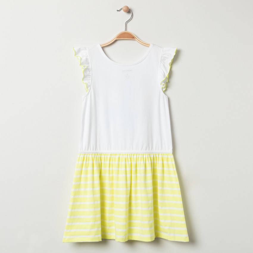 Vestido manga corta algodón orgánico estampado rayas y frutas  Additional Vestido manga corta algodón orgánico estampado rayas y frutas