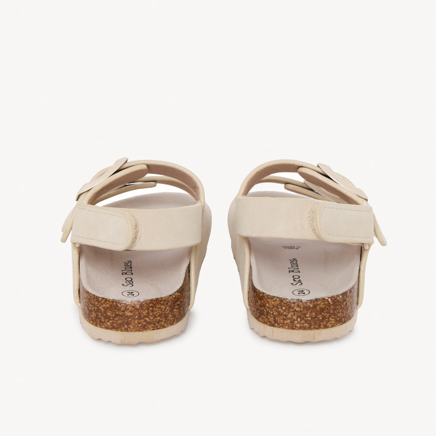 Sandalias de doble hebilla con tira de velcro rosa para niña 