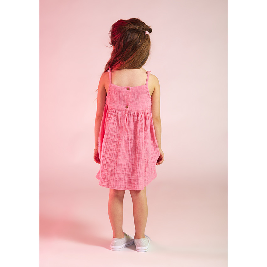 Vestido de tirantes con bordado floral para niña bebé 