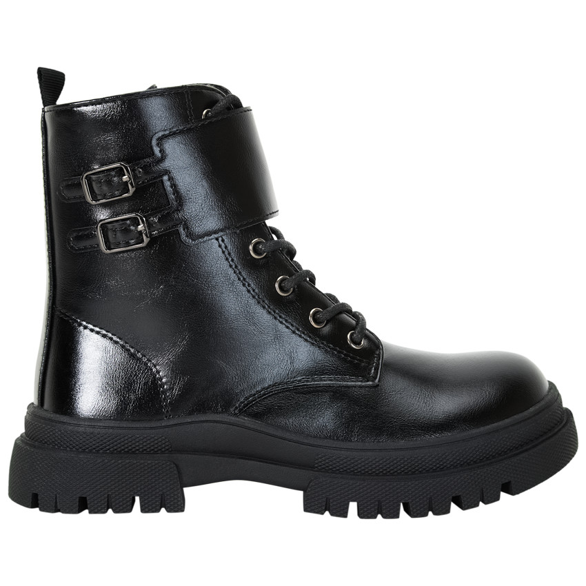 Botines estilo ranger con hebillas y cordones para niña 