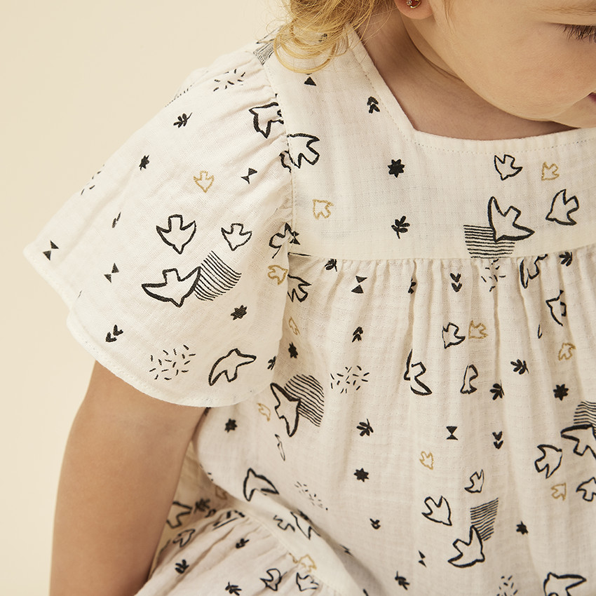 Vestido de manga corta con estampado de pájaros para bebé niña  Additional Vestido de manga corta con estampado de pájaros para bebé niña