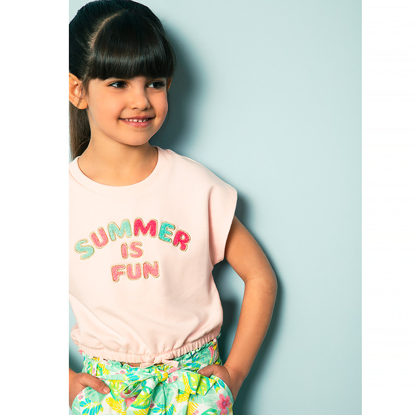 Camiseta de corte cuadrado con parche de rizo para niña  Additional Camiseta de corte cuadrado con parche de rizo para niña