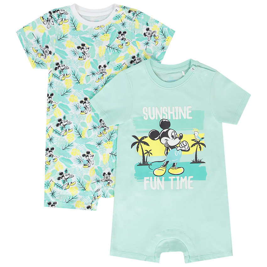 Lot de 2 combinaisons courtes en jersey imprimé Mickey Disney pour bébé garçon 