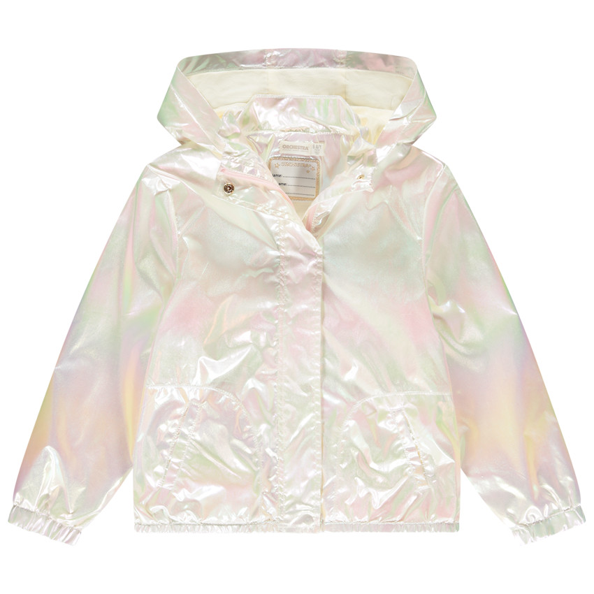 Chaqueta cortavientos iridiscente de jersey forrada para niña 