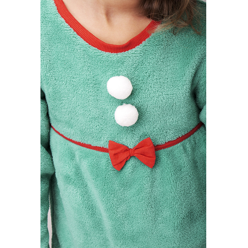 Pijama de duende de navidad de polar con estilo de disfraz con conjunto y gorro 