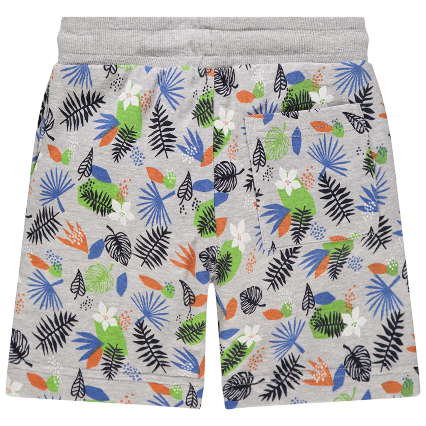 Bermudas de felpa jaspeada con estampado integral 