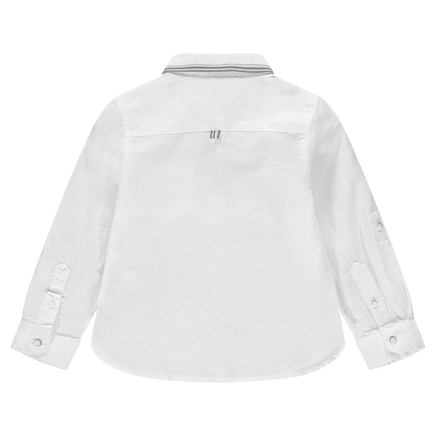 Camisa de manga larga de algodón con bolsillo y detalles de rayas 