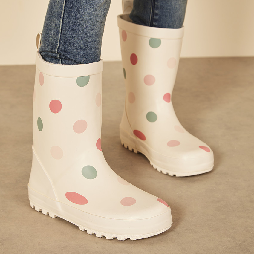 Botas de lluvia con estampado de lunares para niña 