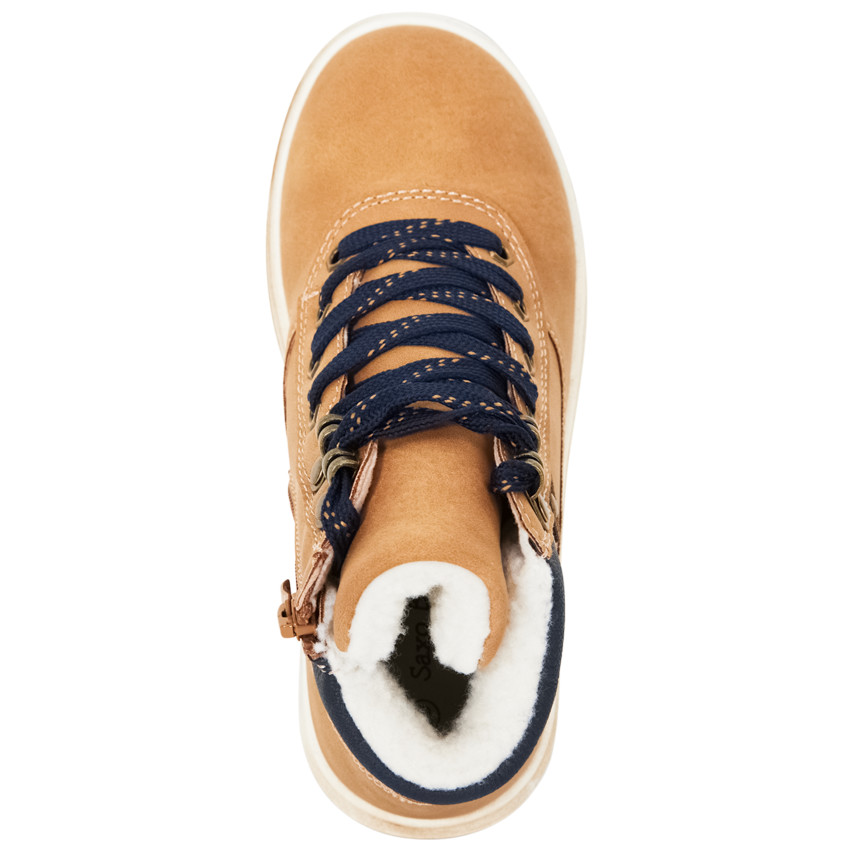 Botines camel con cordones y cremallera para niño 