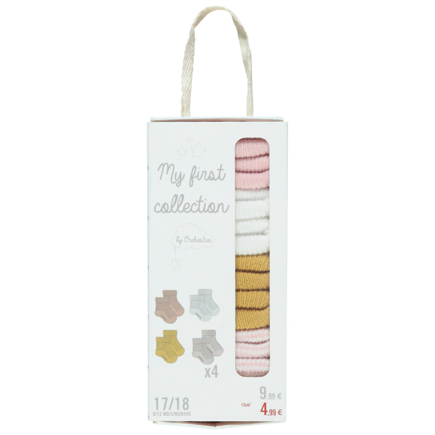 Pack de 4 pares de calcetines acanalados en tonos rosa y ocre  Additional Pack de 4 pares de calcetines acanalados en tonos rosa y ocre