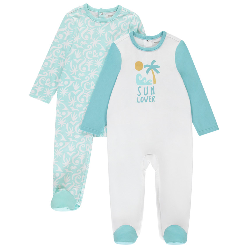 Pack de 2 peleles con motivos de vacaciones para bebé niño con aperturas diferentes según la edad 