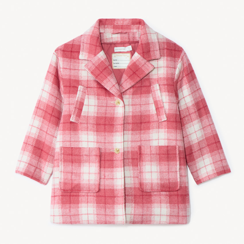 Abrigo evolutivo de paño de lana a cuadros para niña 