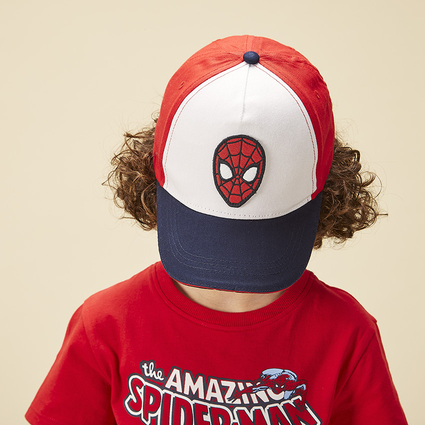 Gorra tricolor con parche de Spider-Man Marvel para niño 