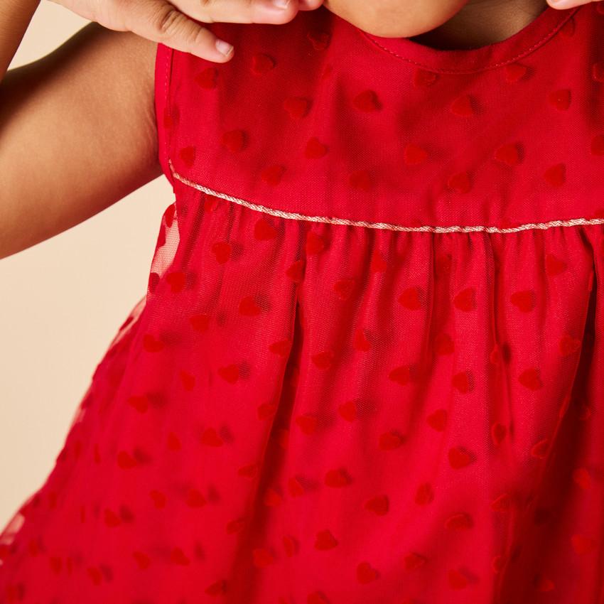 Vestido de fiesta de tul con estampado de corazones para bebé niña 