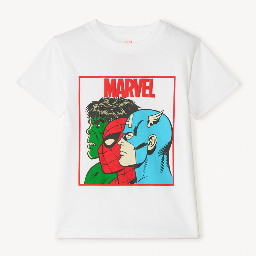 Camiseta de manga corta con estampado de Héroes Marvel para niño 