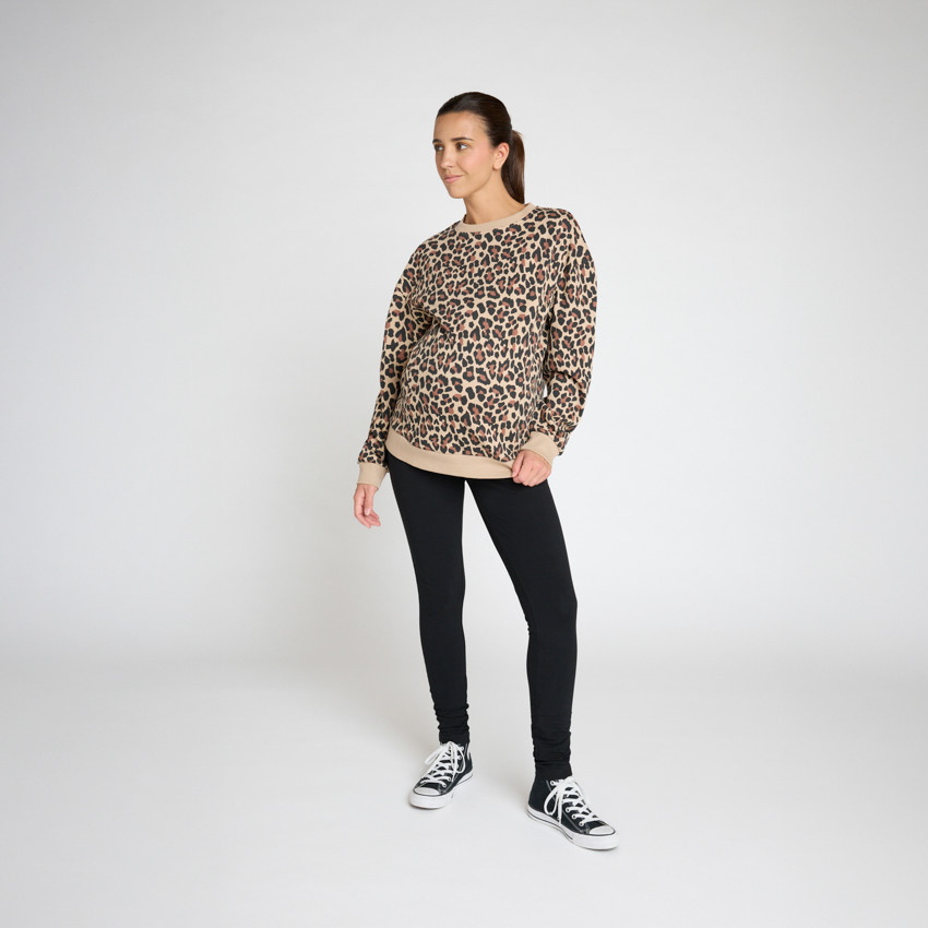 Sudadera de embarazo y lactancia con estampado de leopardo 