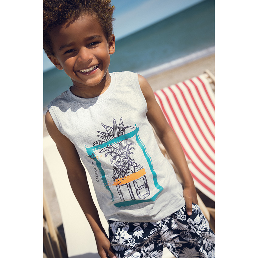 Bermudas de algodón con estampado vegetal para niño 