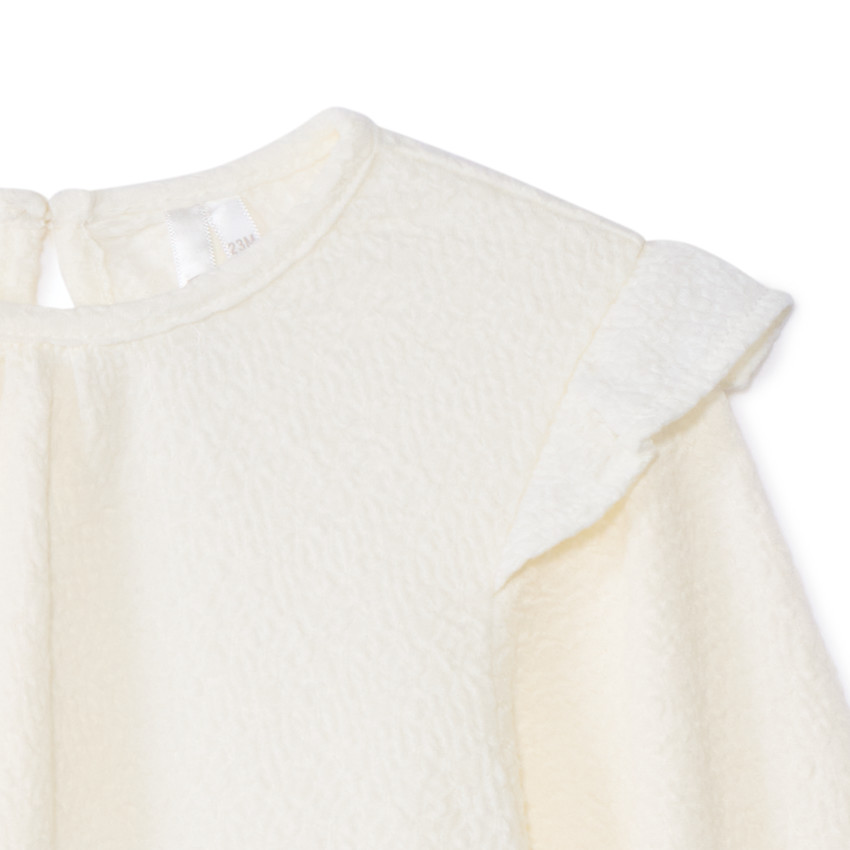 Tunique manches longues uni à volants pour bébé fille 