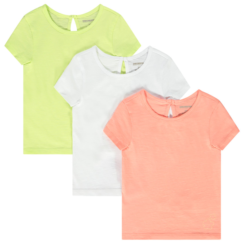 Pack de 3 camisetas lisas de jersey para bebé niña 