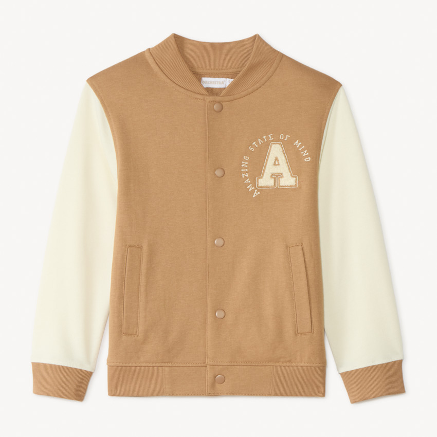 Chaqueta teddy de felpa con parches de bucle para niño 