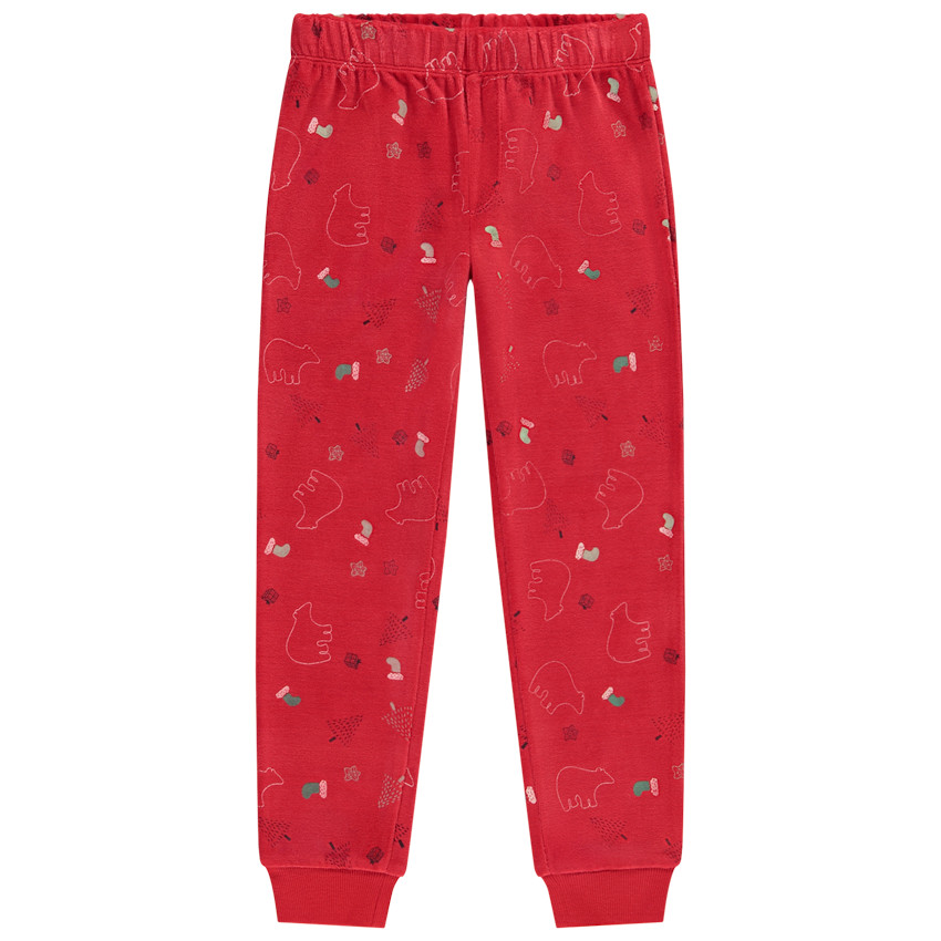 Set de pijama de 2 piezas de terciopelo con estampado de oso polar para niño 