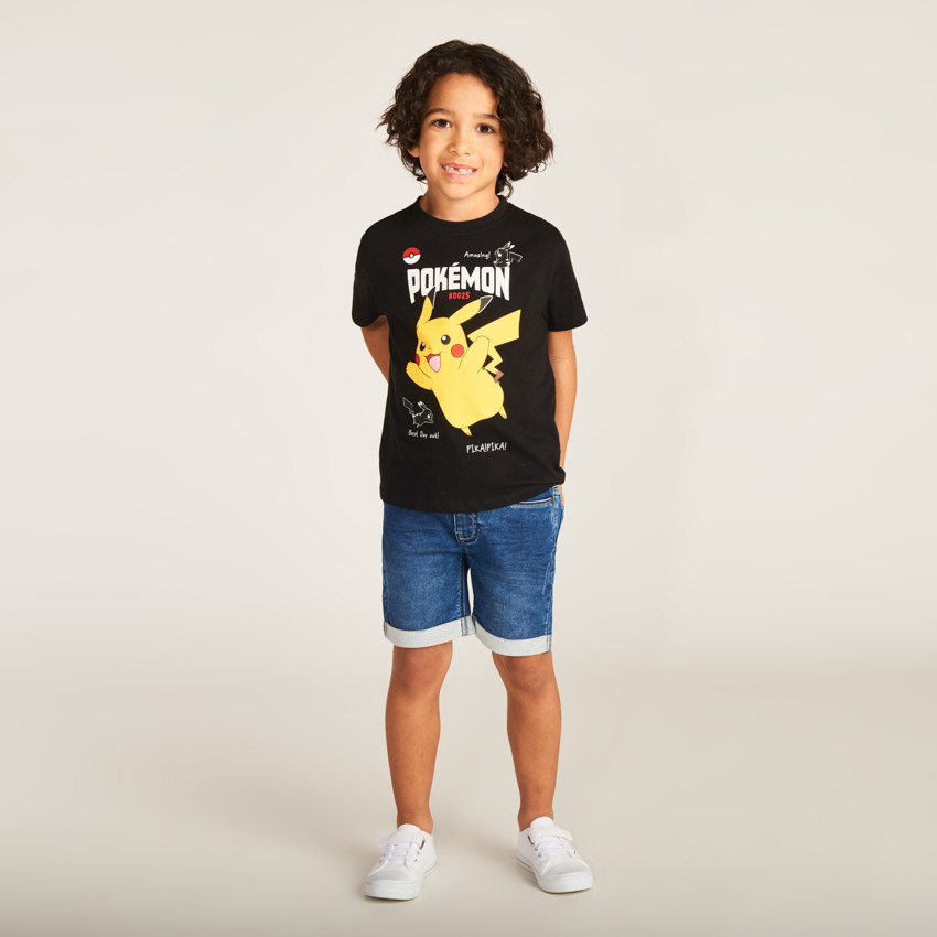 Camiseta de manga corta con estampado de Pikachu Pokémon para niño 