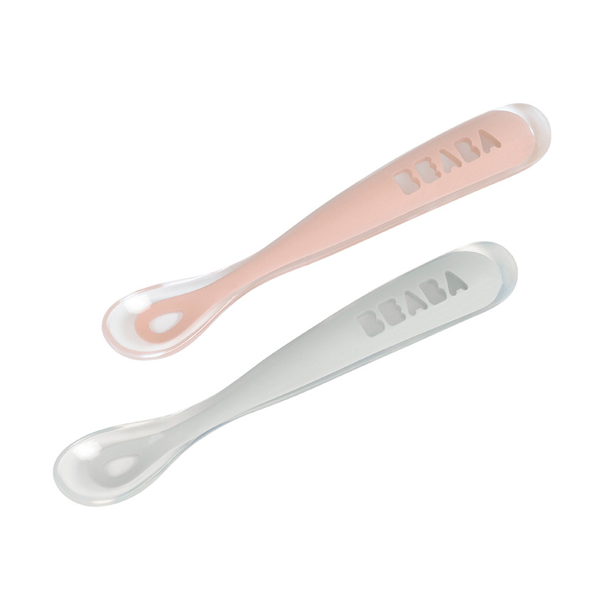 Set de 2 cuillères 1er âge en silicone - Old Pink 