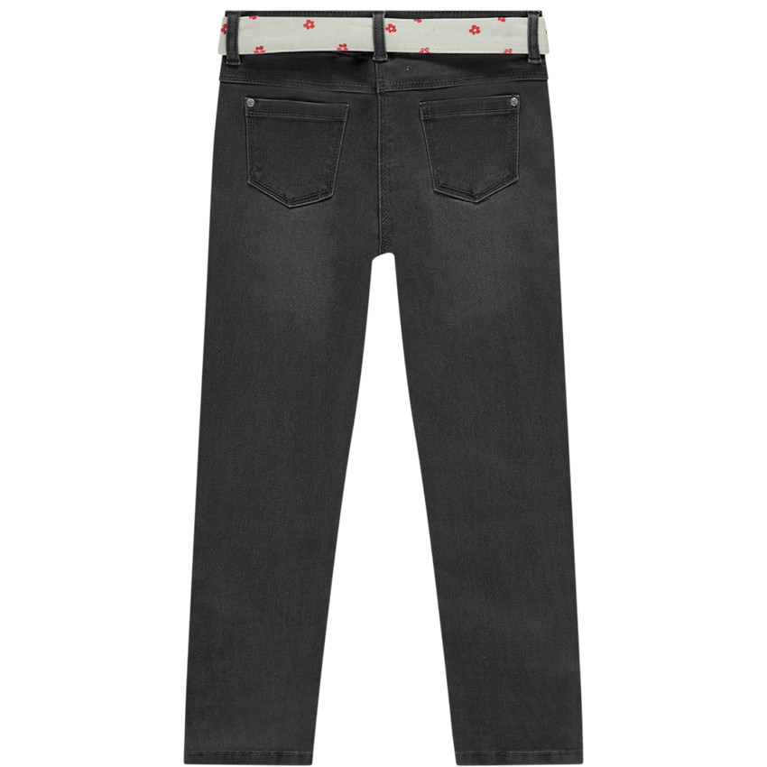 Jean slim con cinturón de flores para niña 